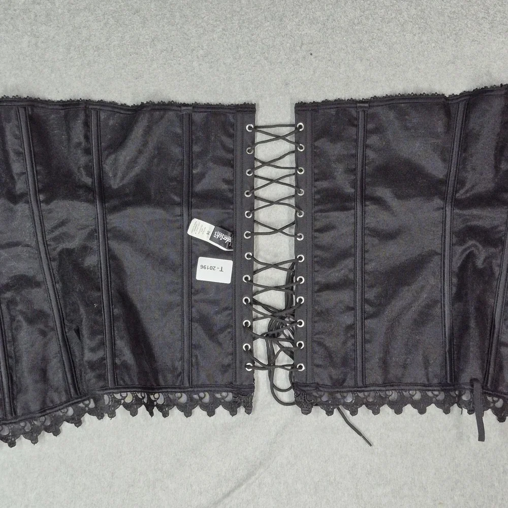 Frederick's Of Hollywood Women Corset 36 Black Floral Victorian Lace